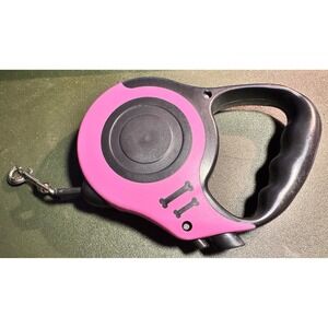 Retractable Dog Leash Pink Black Bone Design Walking Training Pet Lead‎